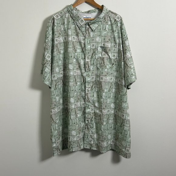 Columbia Men's Super Slack Tide Camp Shirt, Cool Green Trout Batik 5XL - Picture 1 of 13